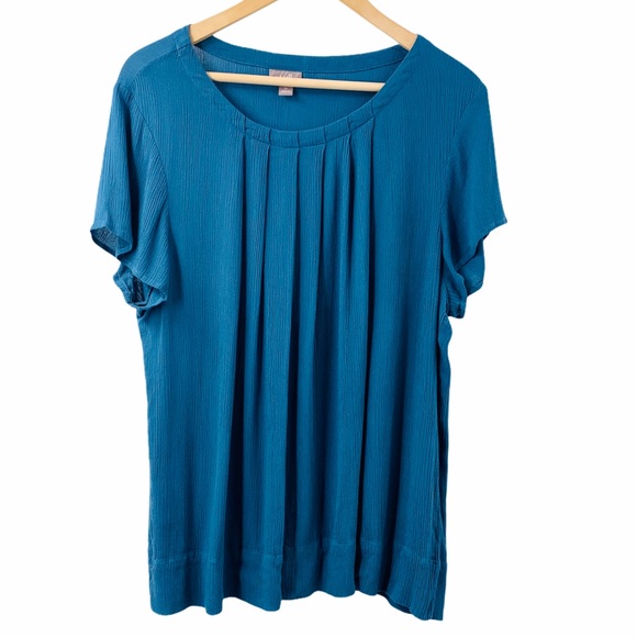J. Jill Tops - J. Jill Blue Crepe Pleat Front Top Blouse